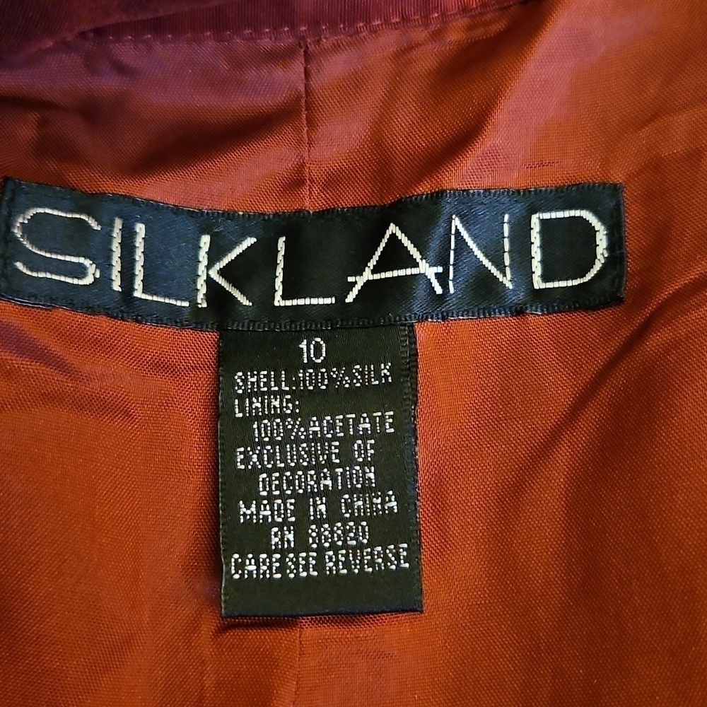 Vintage SILKLAND Maroon Palm Tree Monkey Embroidered Button Down Shacket - Picture 8 of 9